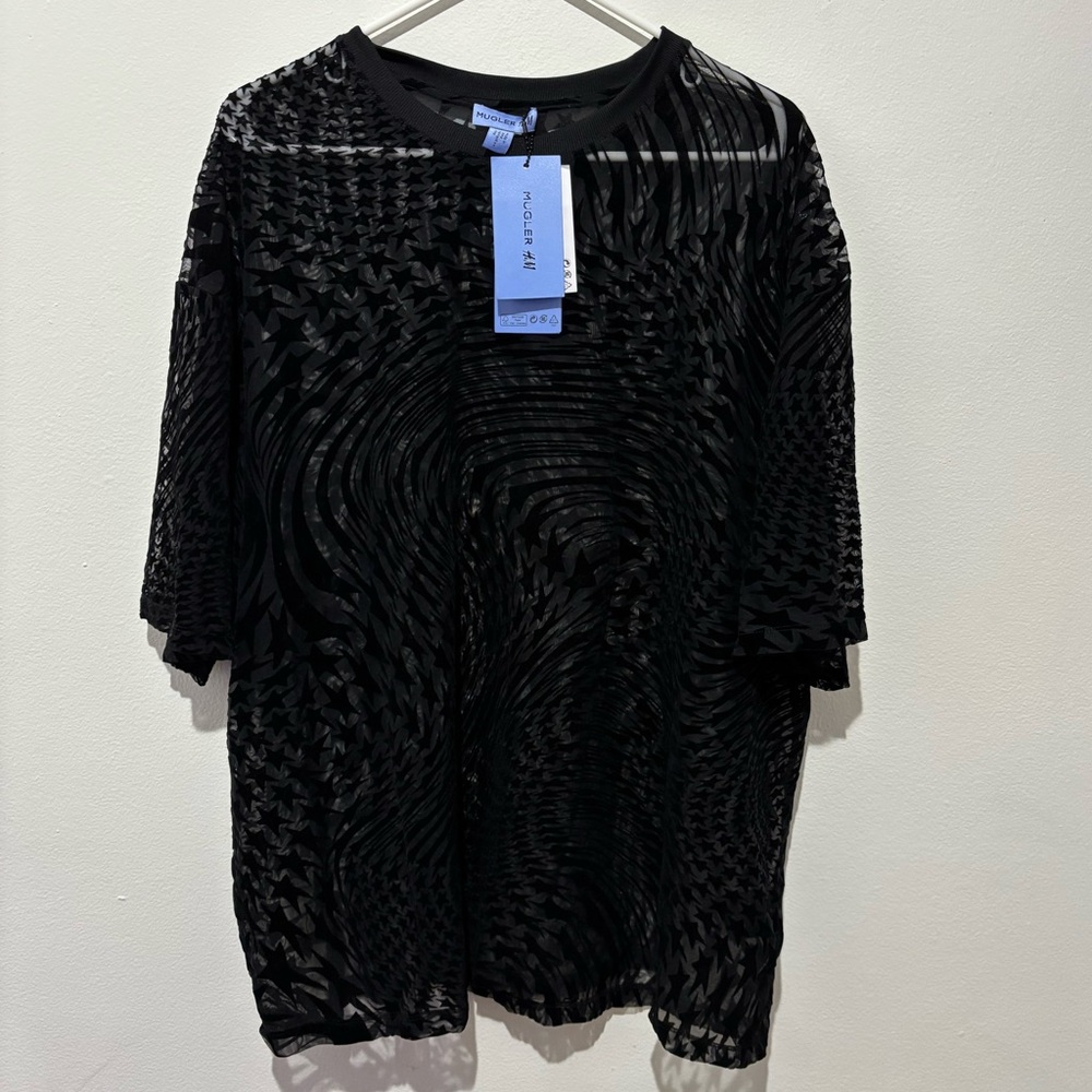 Mugler x H&M Swirling Star Mesh T-Shirt NWT Size Extra Large